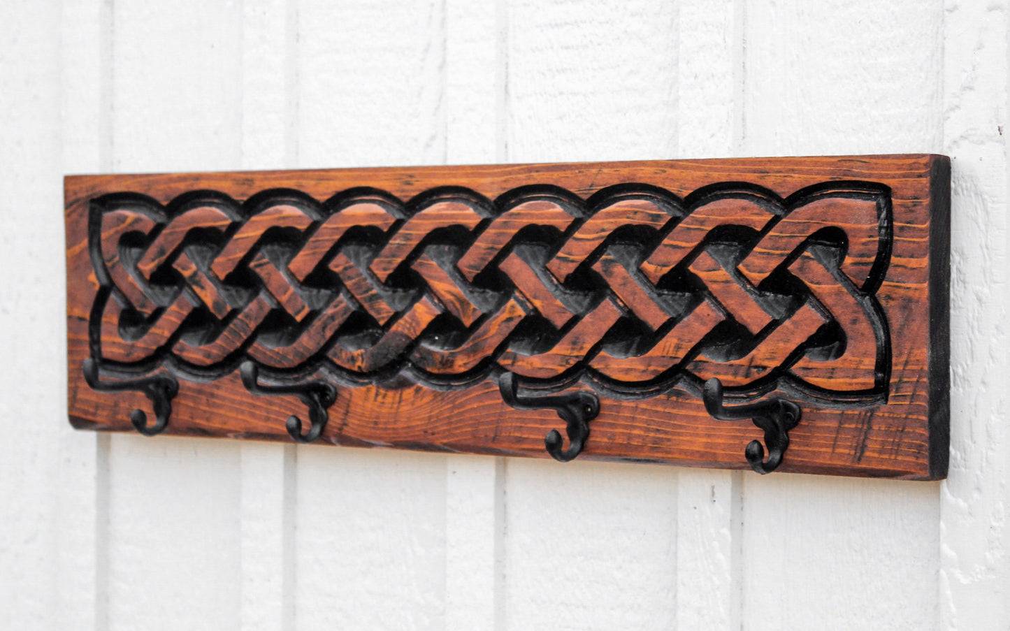 Celtic Knot Coat Hanger - Stained & Deeply Carved