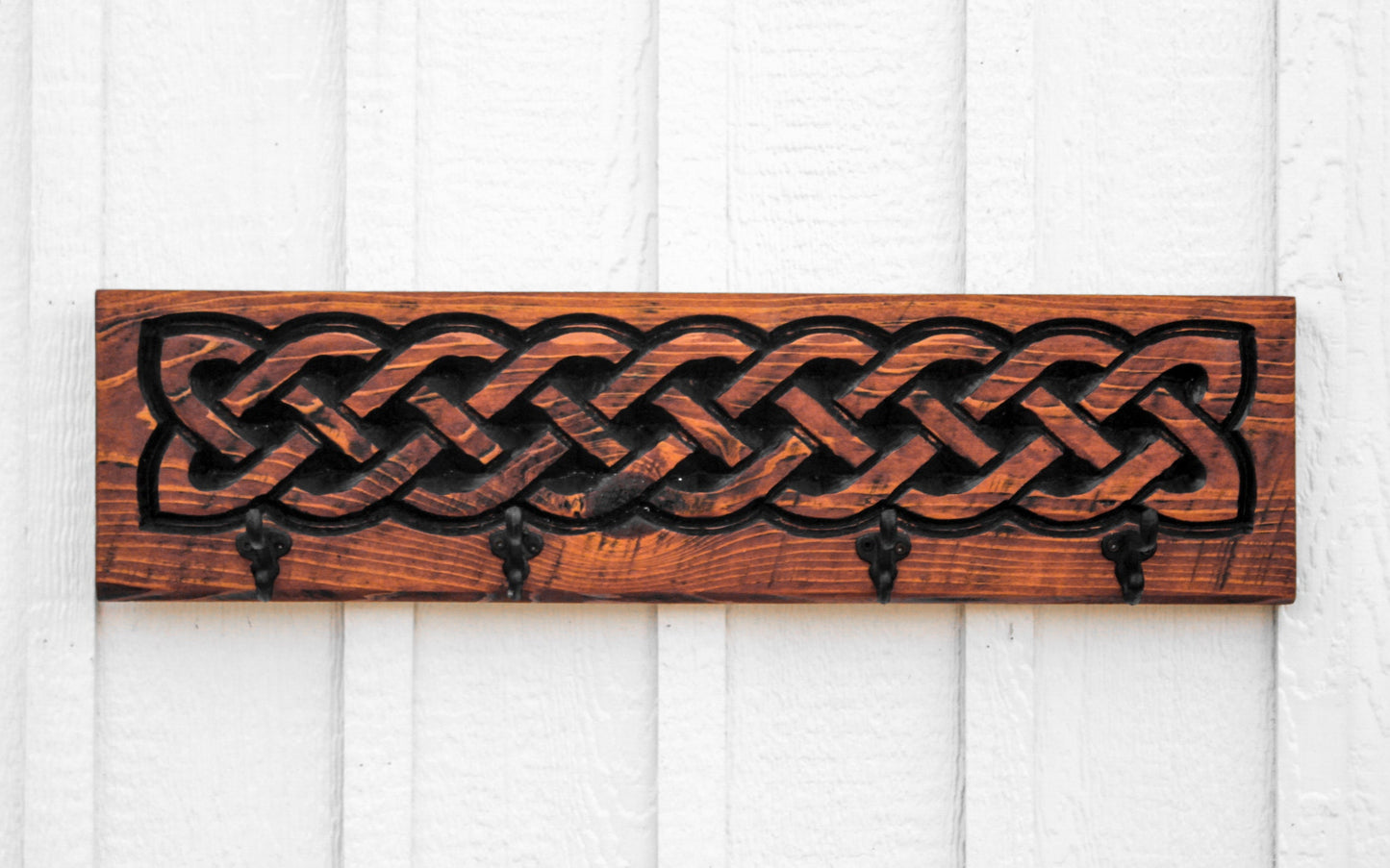 Celtic Knot Coat Hanger - Stained & Deeply Carved